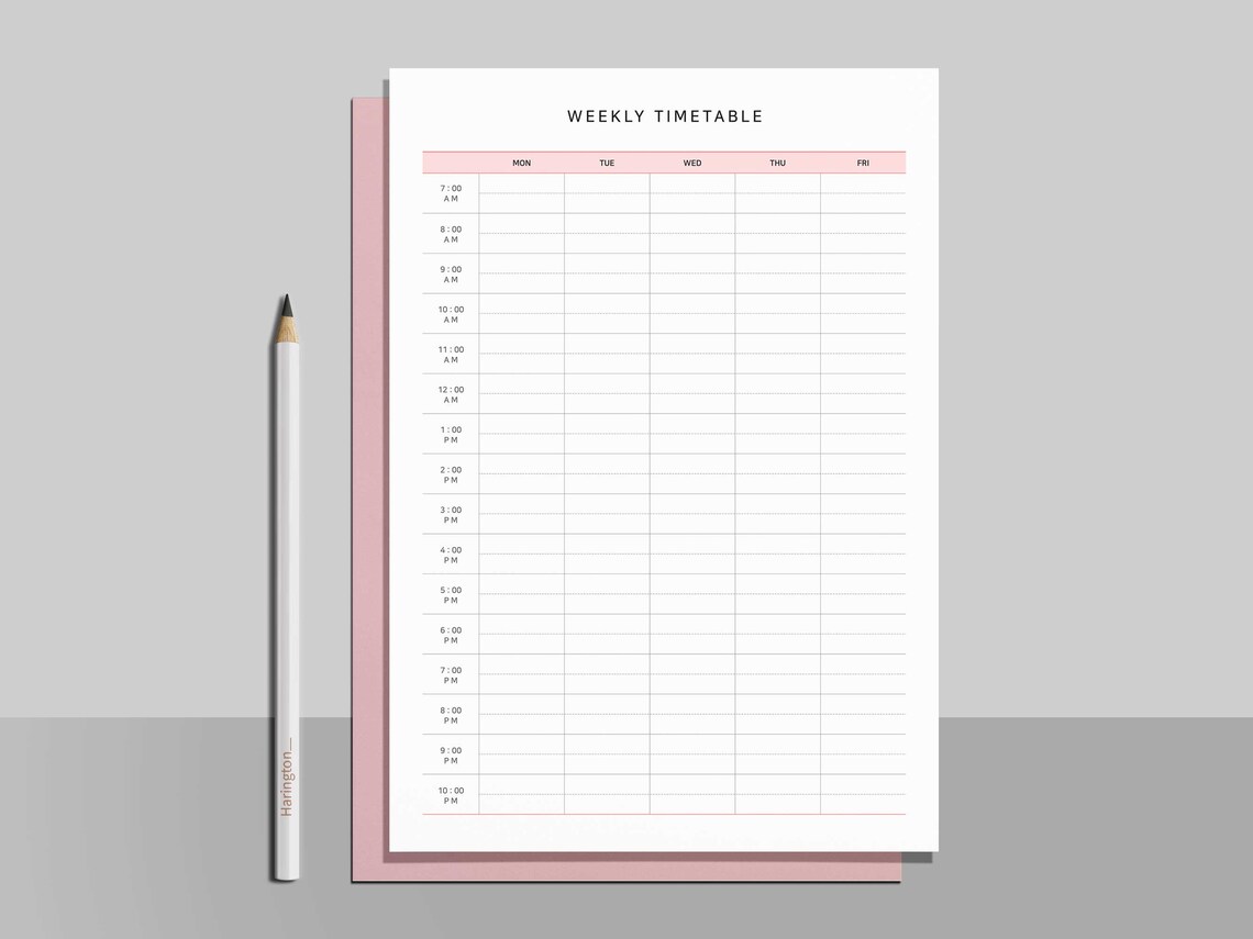 Weekly Timetable Printable Weekly Schedule Weekly Plan | Etsy