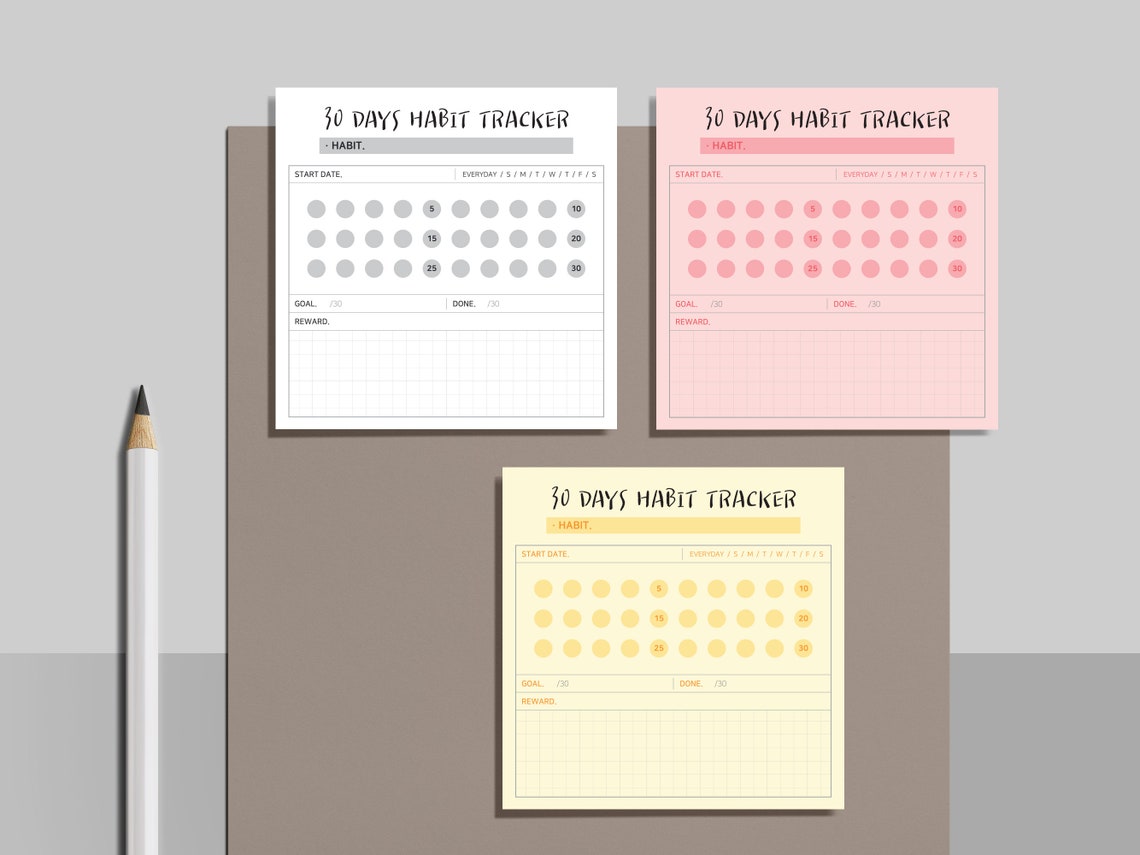 Printable 30 Days Habit Tracker Daily Habit Tracker 6 - Etsy