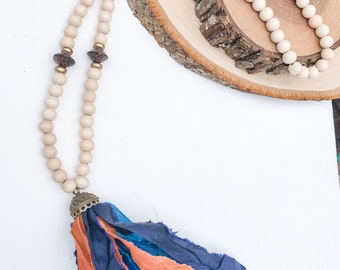 Recycled Sari Tassel Necklace