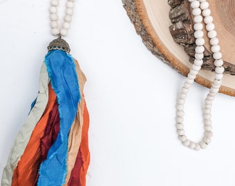 Recycled Sari Tassel Necklace