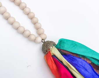 Recycled Sari Tassel Necklace