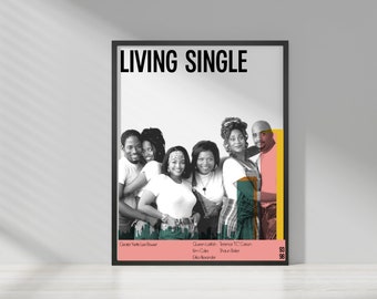 LIVING SINGLE-Midcentury Art Print-Vintage Inspired Poster-Modern Home Decor-African American Wall Art-Black Wall Art-Digital Print