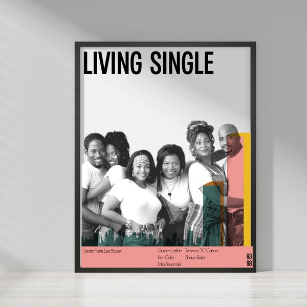 LIVING SINGLE-Midcentury Art Print-Vintage Inspired Poster-Modern Home Decor-African American Wall Art-Black Wall Art-Digital Print