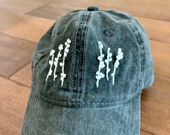 Chapeau de fleur sauvage - Brodé à la main - Chapeau de papa - Chapeau de fleur brodé à la main - Casquette de baseball - Chapeau floral - Cadeau
