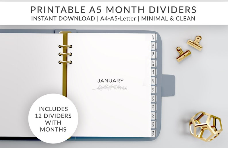 Printable A5 Dividers Monthly Dividers Day Planner Print Daily - Etsy UK