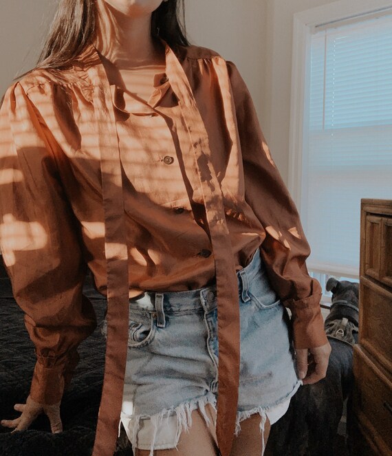 Burnt Orange Vintage Handmade Silk Blouse