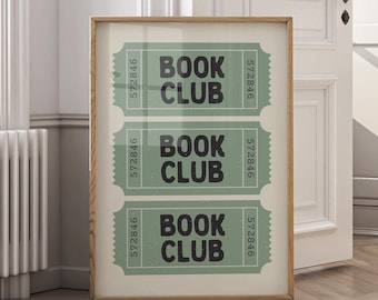 Book Club - Trendy Wall Art for Readers - Retro Ticket (Digital Download)
