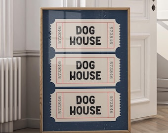 Dog House Ticket Art – Retro Printable Wall Art (Digital Download)