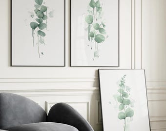Eucalyptus Wall Art Set | Sage Green Botanical Prints (Instant Download)