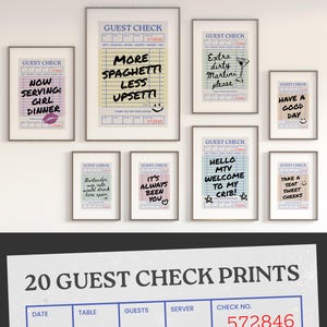 Retro Guest Check Wall Art Bundle - 20 Printable Posters | Trendy Digital Download for Kitchen, Living Room & Apartment Decor - Quote Art