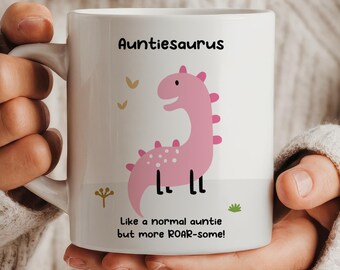 Auntiesaurus Mug | Funny Auntie Gift | 11oz Coffee Mug for Her