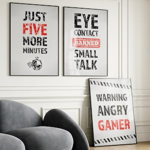 Gamer Wall Art Set of 3 | Printable Video Game Posters for Kids Room & Boys Bedroom Décor - Gaming Poster as Gamer Gifts Video Game Art