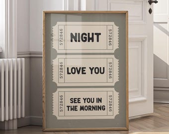 Night Love You See You in the Morning Above the Bed Wall Art (Digital Download)
