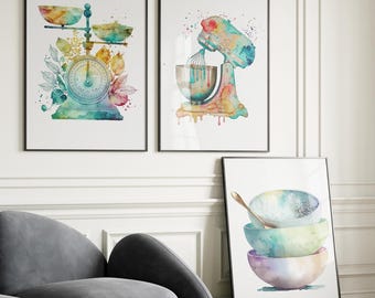 Watercolor Kitchen Prints – Retro Kitchen Art (Digital Download)