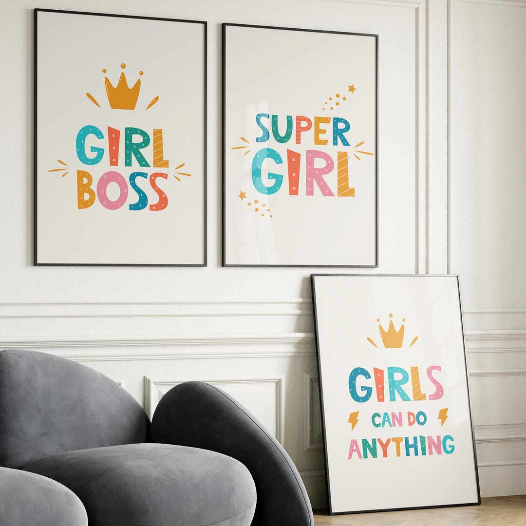 Girl Power Wall Art Set - 3 Printable Nursery Decor | Feminist Baby ...
