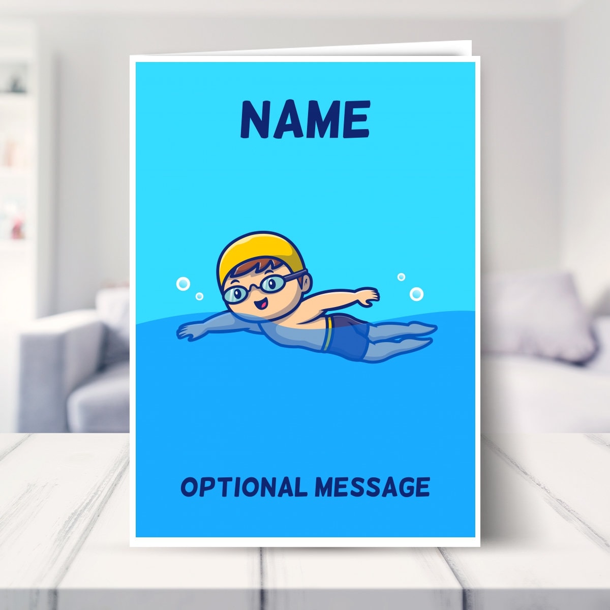 Personalised Swimming Birthday Card for Boys. Perfect for a Etsy
