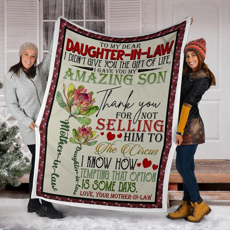 Funny Daughter in law Blanket with sayings Christmas Birthday Etsy