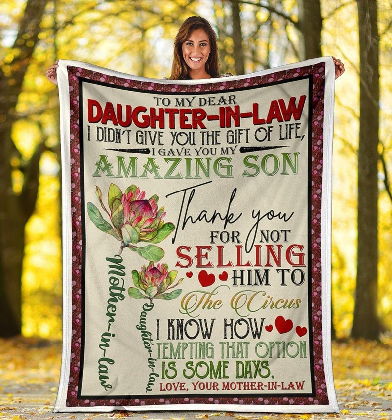 Funny Daughter in law Blanket with sayings Christmas Birthday Etsy