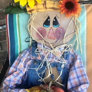 3 ft Primitive Sitting Scarecrow, Wooden Fall Porch Sitter, Home Decor,Outdoor decor DIY