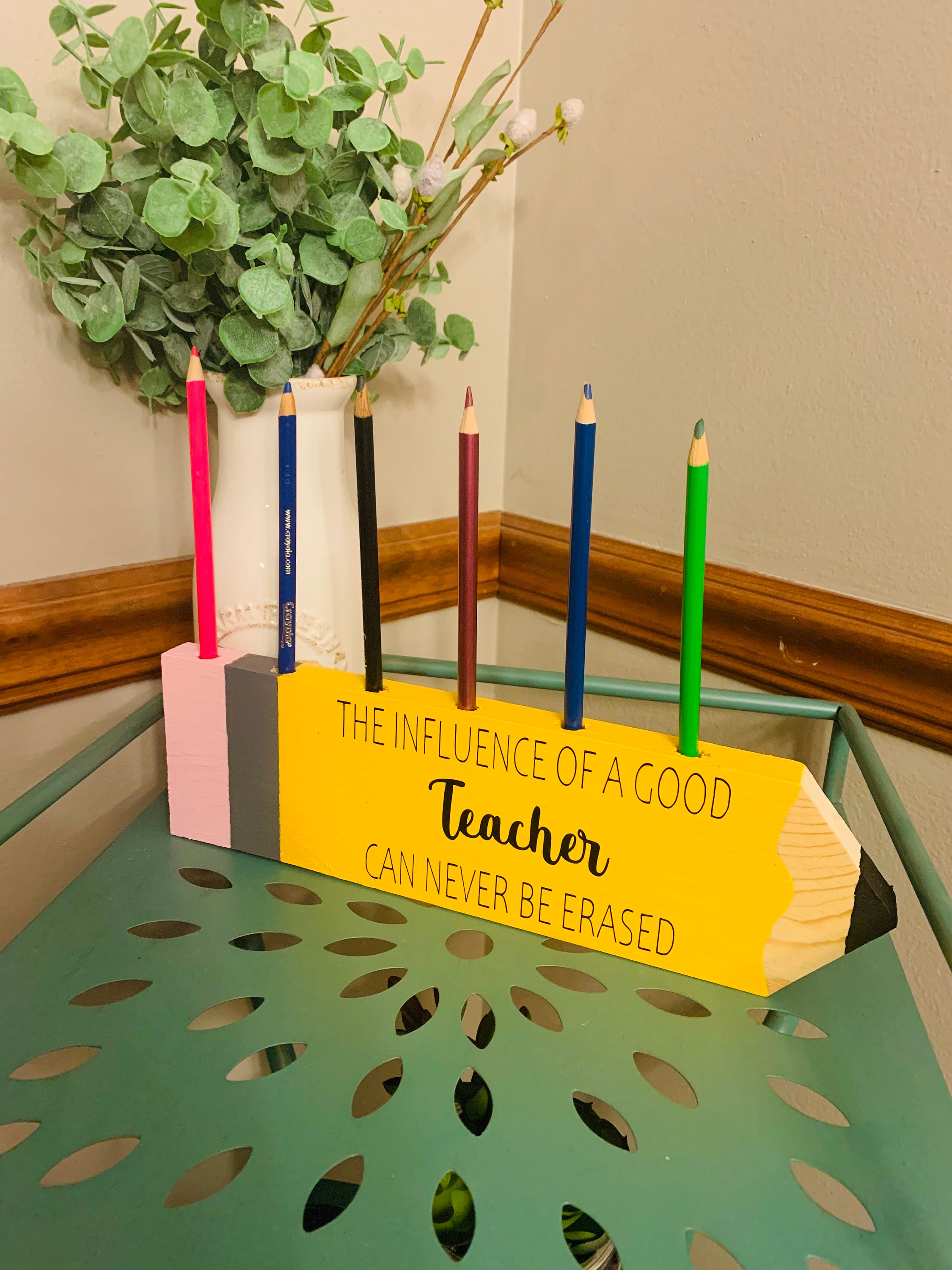 Wooden Pencil Holder for Teacher's Desk Etsy