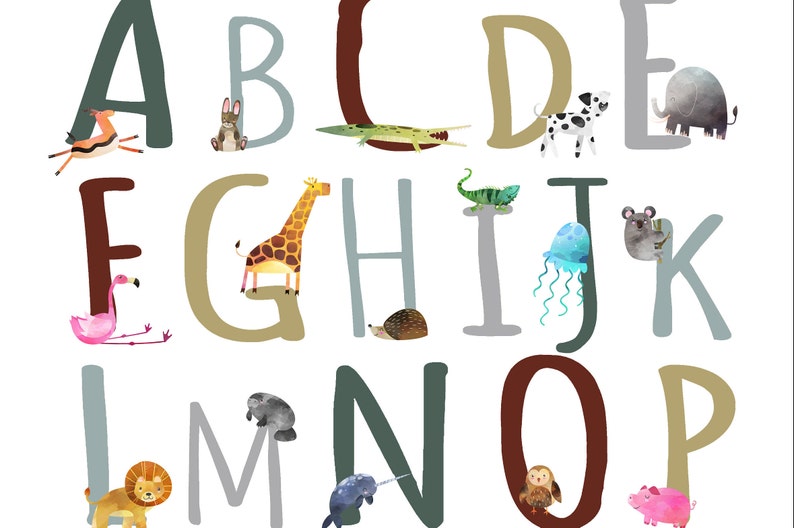 Woodland Animal Alphabet Set of 2 Alphabet Nursery Decor Etsy