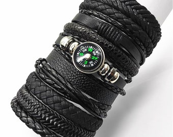 Brown Bracelets 10pcs/set Wrap Woven Fashion Handmade Men Bracelets Women Leather Bracelet