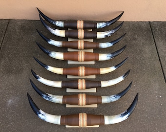 Mounted Steer horn (one only) 3&#39; feet TO 3&#39; feet 5&quot; inch WIDE polished cow horns bull Western Decoration