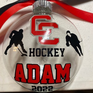 Hockey Ornament: School Colors, Personalized Name & Number
