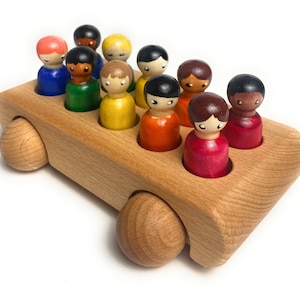 Peg Doll Bus Toy – Eco Friendly Wooden Toy Car – Toddler Gift Idea