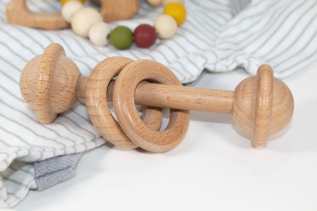 Classic Wood Rattle - Natural Finish - Wooden Baby First Toy - Etsy