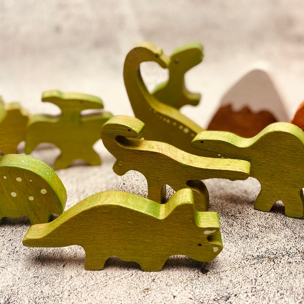 Dinosaurs -wooden Dino -t-Rex , volcano and more