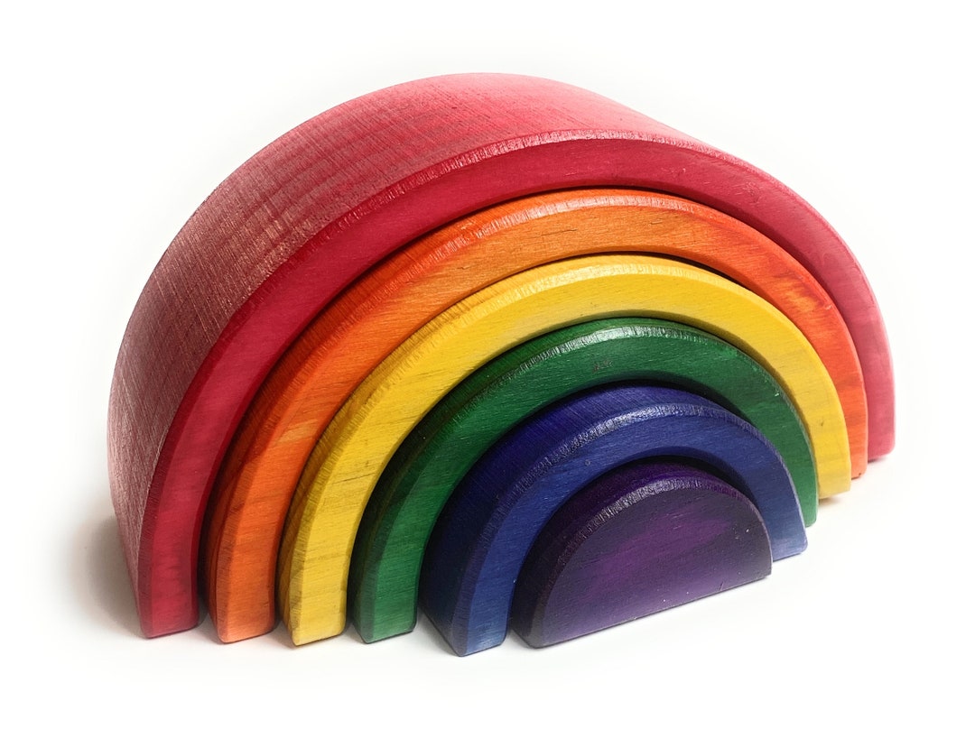 Wooden Rainbow Stacking Toy – Montessori Inspired | Colorful Waldorf ...