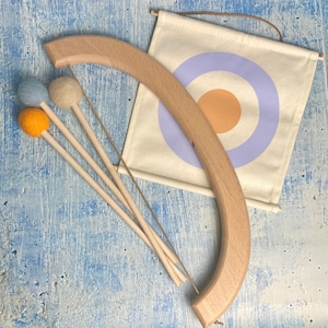 Large Wooden Bow and Arrow Toy Set – Kids Archery Kit – Pretend Play Hunting Gift
