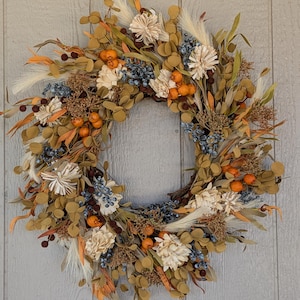 Fall Wreath for Front Door, Autumn Home Decor, Farmhouse Rustic Fall Wreath, Fall Porch Decor, Housewarming Gift, Front Door Decor