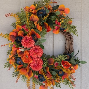 Autumn Wreath - Harvest Home Decor - Housewarming Gift - Front Porch Decor - Fall Wreath - Wreath for Front Door -Rustic Fall Wreath