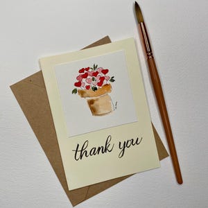 Carte de remerciement aquarelle peinte à la main/blanc à l'intérieur/choix d'enveloppe inclus.