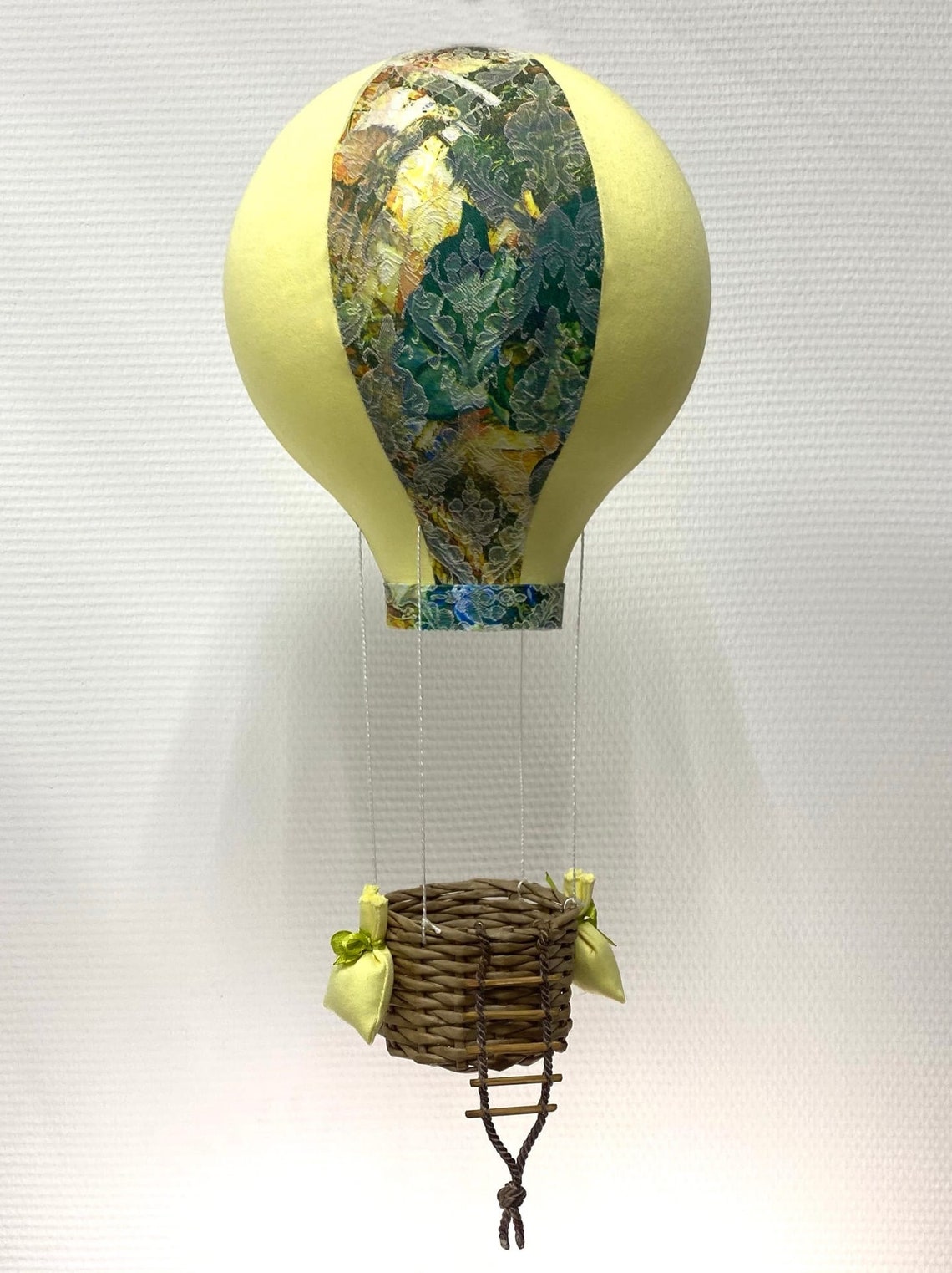 Hot air balloon decorations yellowgreen. Mobile baby