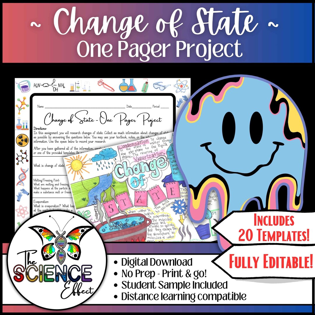 Change of State One Pager Project: Science Research (PDF & PPT) - Etsy