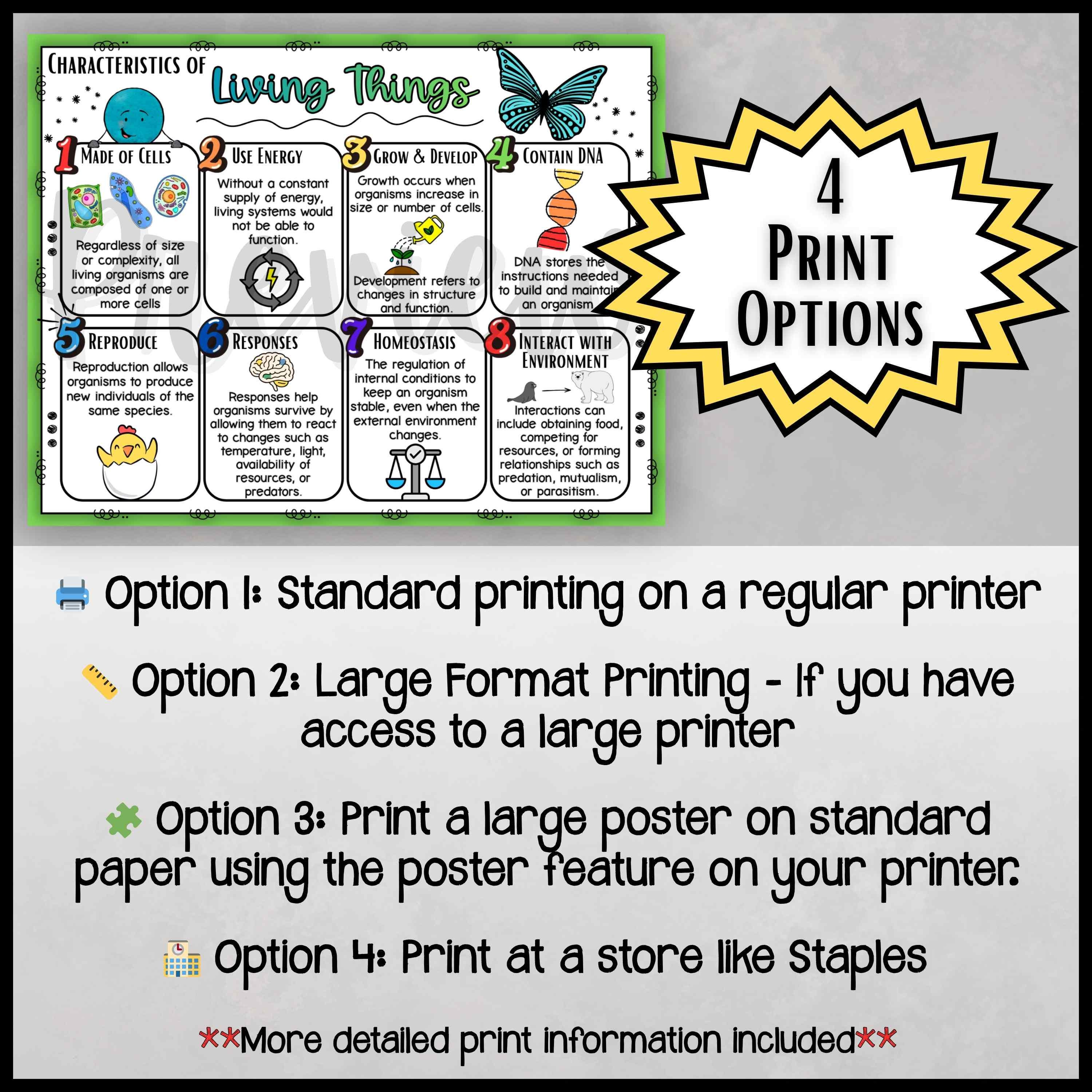 Characteristics of Living Things Poster | 8 Life Processes Anchor Chart ...