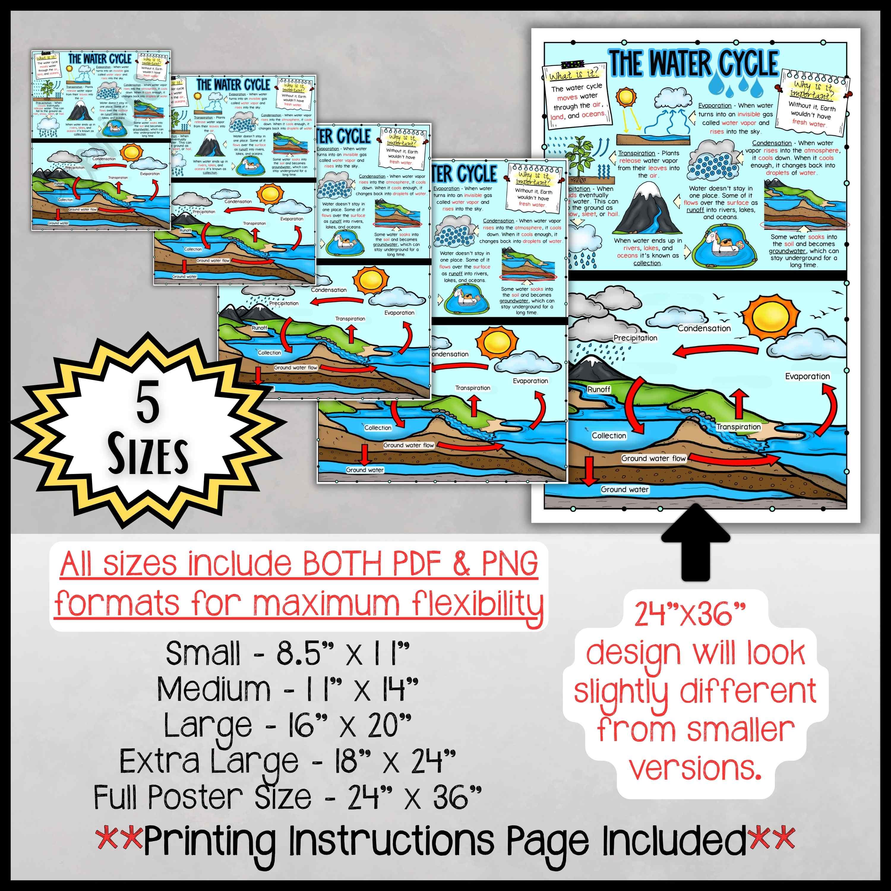 Water Cycle Anchor Chart | Hydrologic Cycle Poster | Evaporation ...