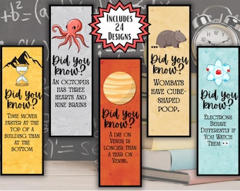 Science Fact Bookmarks Printable | Classroom Rewards for Students | Back to School Gift | Science Classroom Decor | Teacher Incentives