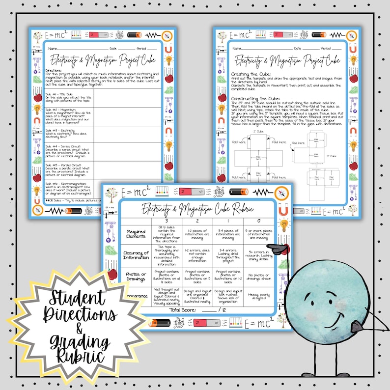 Electricity & Magnetism 3D Project Cube: Middle School Science Activity ...