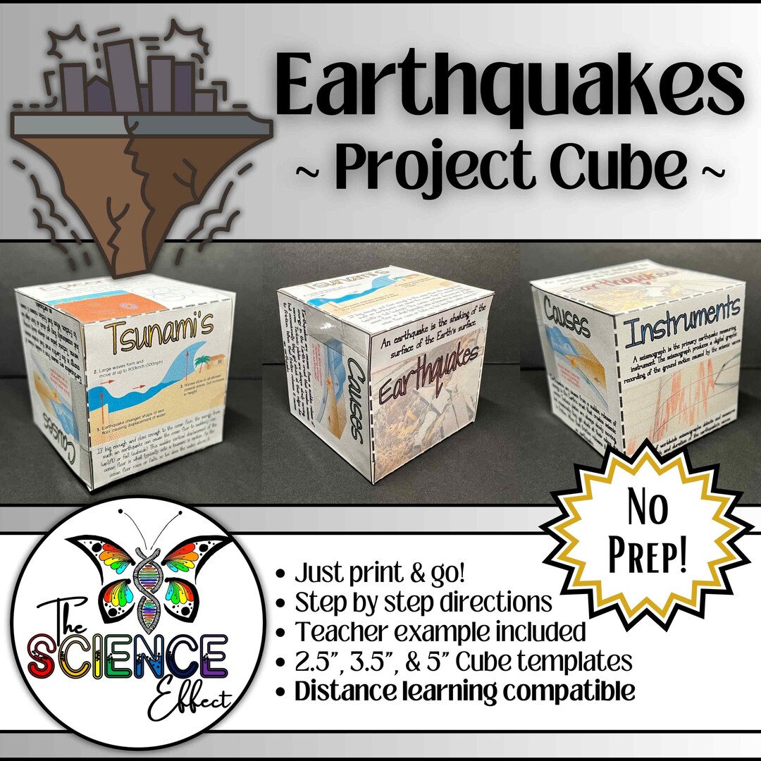 Earthquakes 3D Research Project Cube | Middle School Science Project ...