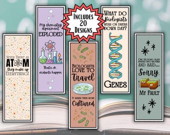 Funny Science Bookmarks Printable | Science Pun Gifts | Classroom Rewards Students | STEM Teacher Gift | Back to School Bookmark Set