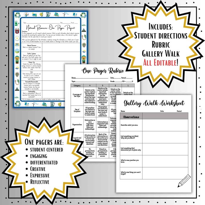 Natural Resources One Pager Project: Student Research (PDF & PPT) - Etsy