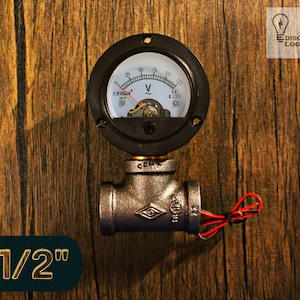 Voltmeter with 1/2" Iron Pipe For Steampunk Pipe Lamp