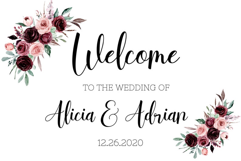 Floral Welcome Sign Bridal Shower Baby Shower /& Wedding Printable sign 36x24 in