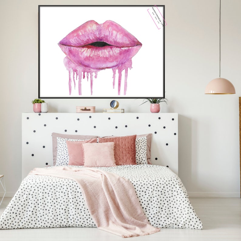 Fashion Prints Lips Dripping Teen Girl Room Decor Office | Etsy
