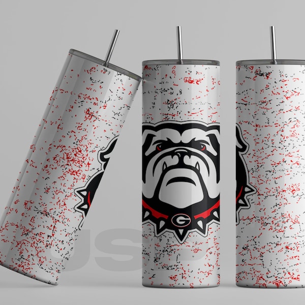 NCAA College Football Sublimation Design Georgia Bulldogs PNG 20oz Tumbler College Sports UF Red and Black for college football fans logo