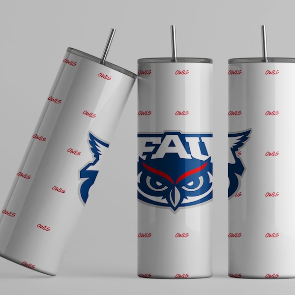 Florida Atlantic University Sublimation Design NCAA College team logo for college football fans Owls College sublimation tumbler design